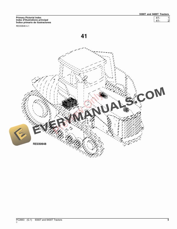 John Deere 9300T AND 9400T TRACTORS Parts Catalog PC2663 14NOV23-5
