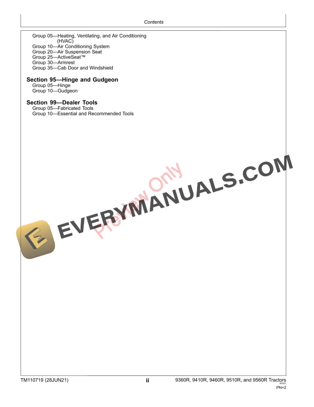John Deere 9360R 9410R 9460R 9510R 9560R 9R Tractors Technical Manual TM110719 28JUN21 4