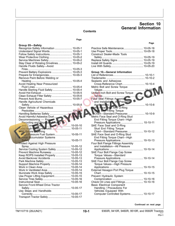 John Deere 9360R 9410R 9460R 9510R 9560R 9R Tractors Technical Manual TM110719 28JUN21 5
