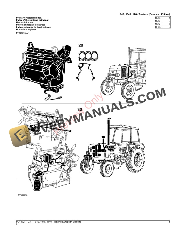 John Deere 940,1040,1140 Tractors Parts Catalog PC4172 08AUG23-3