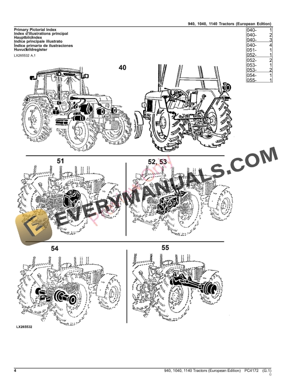 John Deere 940,1040,1140 Tractors Parts Catalog PC4172 08AUG23-4