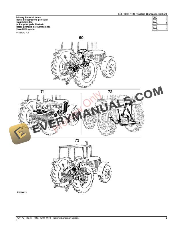 John Deere 940,1040,1140 Tractors Parts Catalog PC4172 08AUG23-5