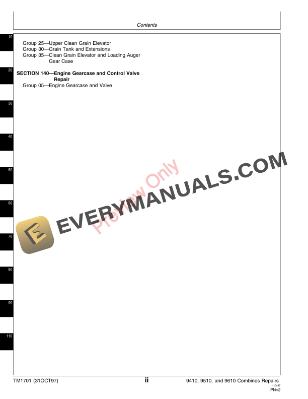 John Deere 9410 9510 9610 Combines Technical Manual TM1701 31OCT97 4