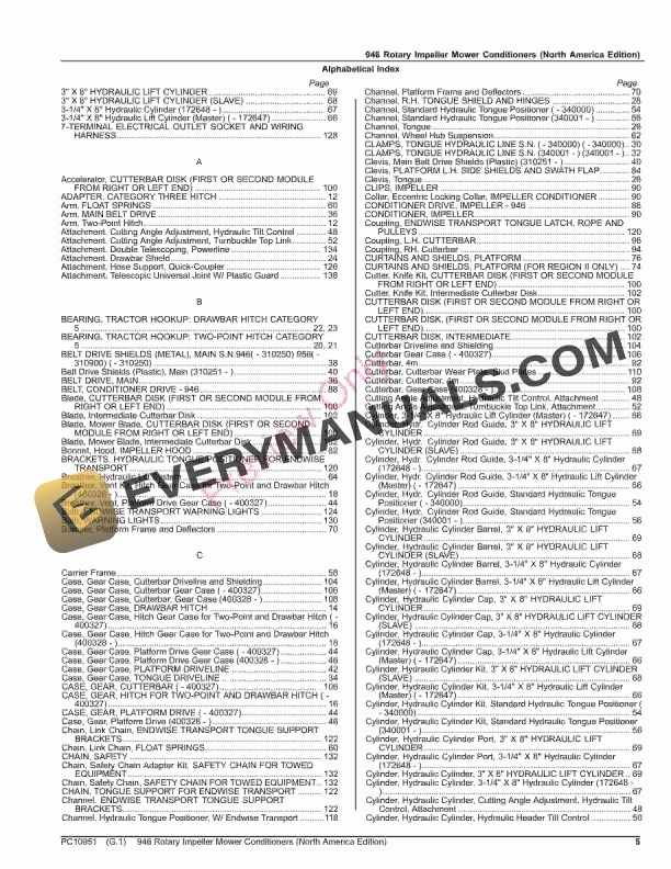 John Deere 946 Rotary Impeller Mower Conditioners Parts Catalog PC10951 26AUG23 5