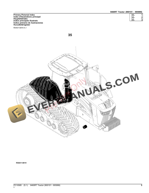 John Deere 9460RT TRACTOR Parts Catalog PC10585 12NOV23 5