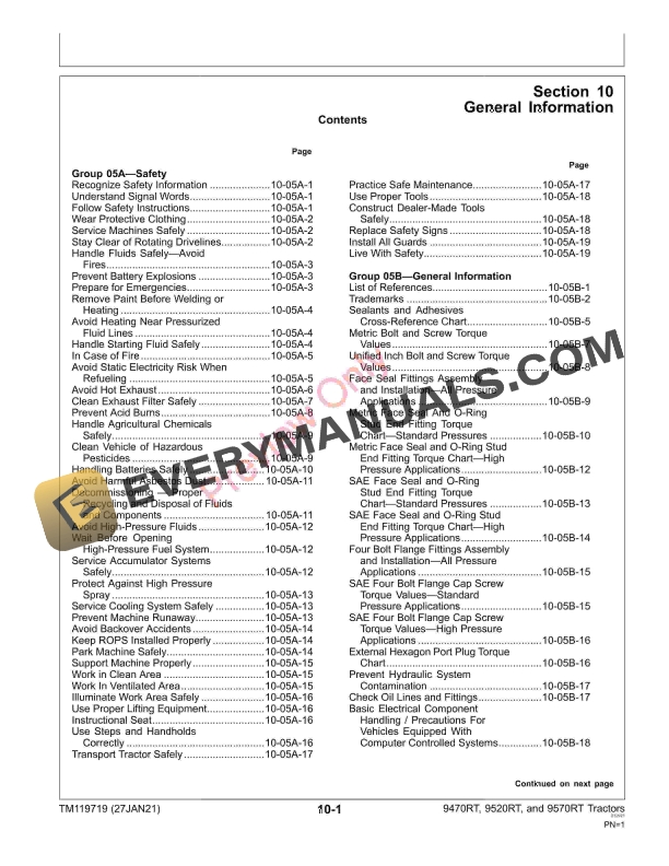 John Deere 9470RT 9520RT and 9570RT Tractors Repair Technical Manual TM119719 27JAN21 5
