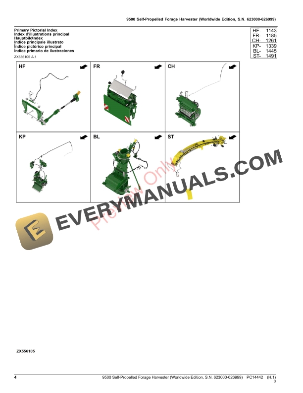 John Deere 9500 Self-Propelled Forage Harvester Parts Catalog PC14442 02NOV23-4