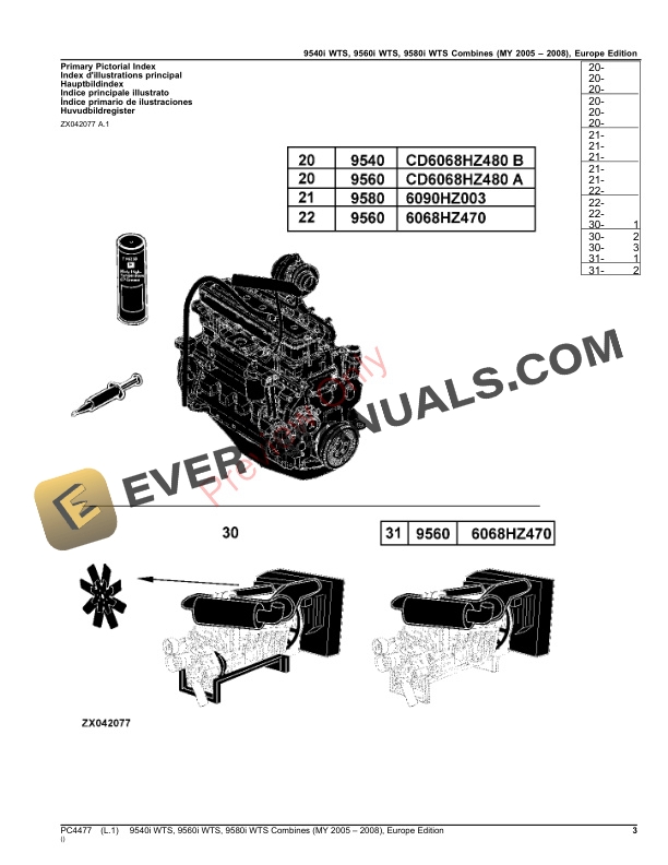 John Deere 9540I WTS, 9560I WTS, 9580I WTS COMBINES (080016- ) Parts Catalog PC4477 22OCT23-3