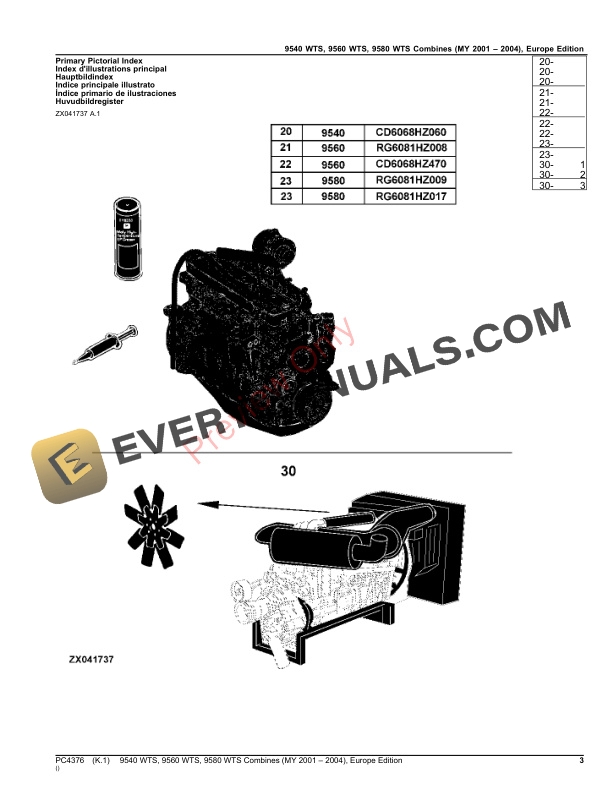 John Deere 9540WTS, 9560WTS, 9580WTS, Combines ( -080015) Parts Catalog PC4376 09OCT23-3