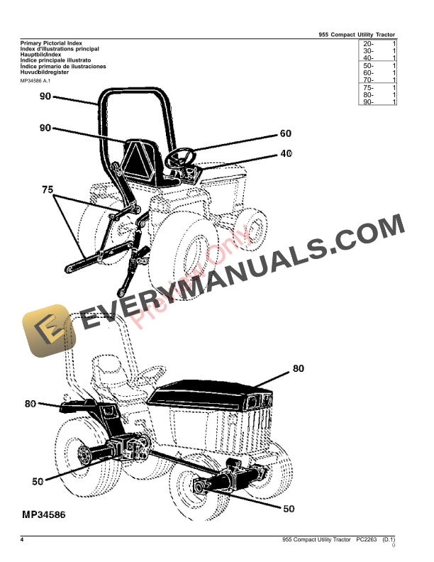 John Deere 955 COMPACT UTILITY TRACTOR Parts Catalog PC2263 30JUN22-4