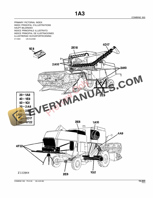John Deere 955 Combine Parts Catalog PC4146 02FEB99-5