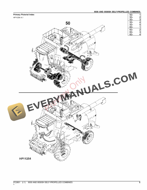 John Deere 9550 AND 9550SH SELF-PROPELLED COMBINE Parts Catalog PC2801 19OCT23-5