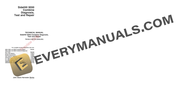 John Deere 9550 Sidehill Combine, (s.n. -695700) Technical Manual TM1832 01MAY03-1