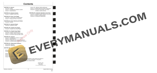 John Deere 9550 Sidehill Combine s.n. 695700 Technical Manual TM1832 01MAY03 3