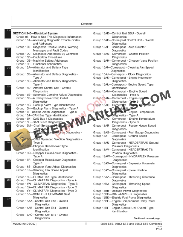 John Deere 9560i STS 9880 STS 9880i STS Combine Technical Manual TM2202 01DEC07 4