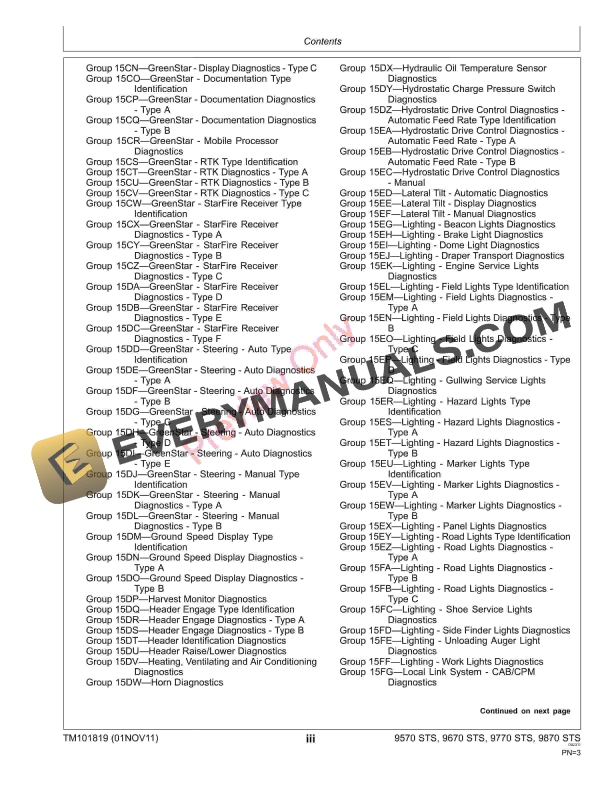 John Deere 9570 STS 9670 STS 9770 STS and 9870 STS Combines Diagnostic Technical Manual TM101819 06NOV12 5