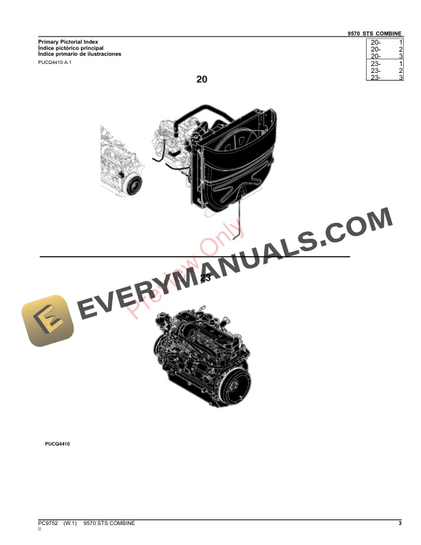 John Deere 9570 STS SELF-PROPELLED COMBINE Parts Catalog PC9752 16NOV23-3