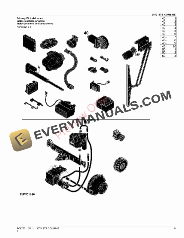 John Deere 9570 STS SELF-PROPELLED COMBINE Parts Catalog PC9752 16NOV23-5