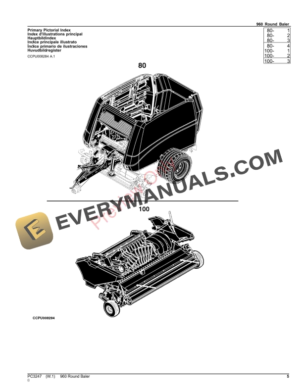 John Deere 960 Round Baler Parts Catalog PC3247 07NOV23-5