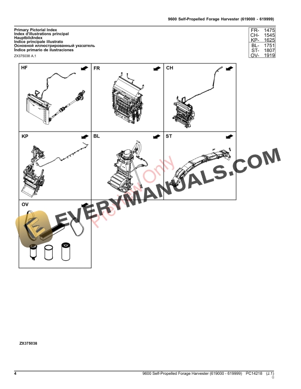 John Deere 9600 Self-Propelled Forage Harvester (619000 - 619999) Parts Catalog PC14218 15OCT23 5 John Deere 9600 Self-Propelled Forage Harvester (619000 – 619999) Parts Catalog PC14218 15OCT23-4