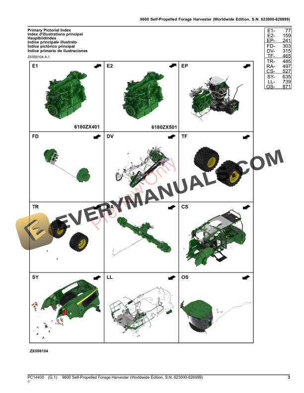 John Deere 9600 Self-Propelled Forage Harvester Parts Catalog PC14430 02NOV23-3