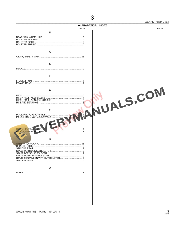 John Deere 965 Farm Wagon Parts Catalog PC1452 01JUN11-5