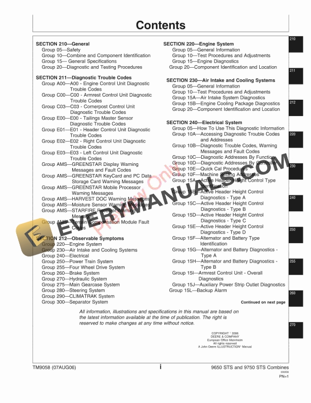 John Deere 9650STS 9750STS Combines Technical Manual TM9058 07AUG06 5