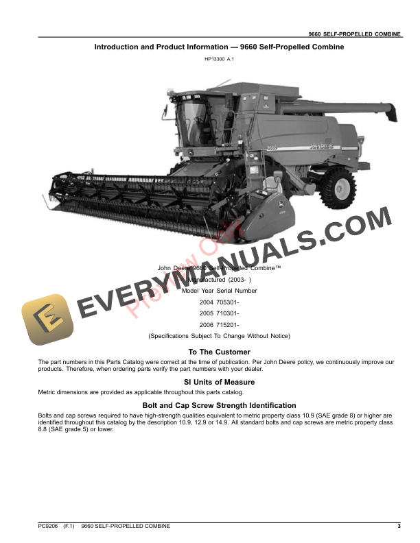 John Deere 9660 SELF-PROPELLED COMBINE Parts Catalog PC9206 03AUG23-3