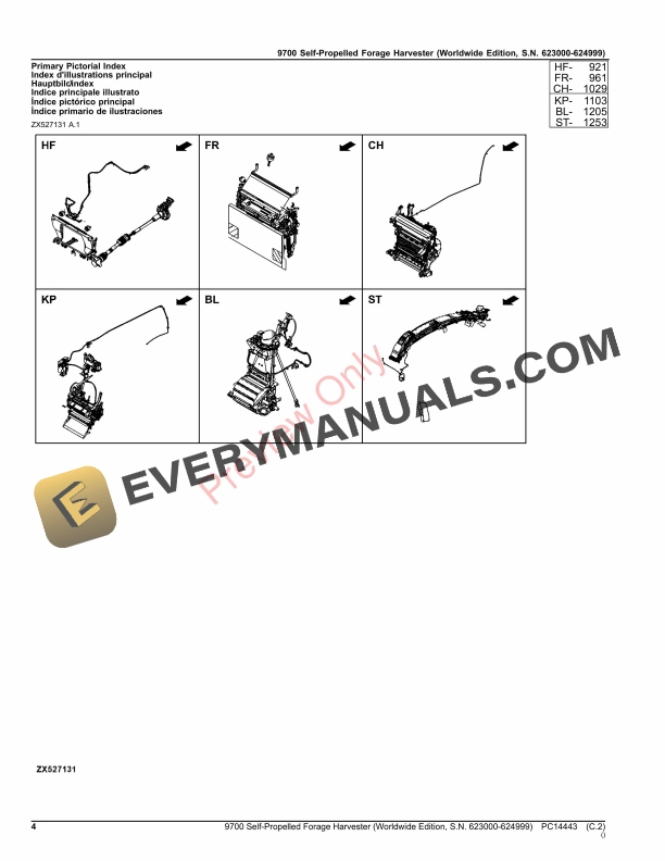 John Deere 9700 Self-Propelled Forage Harvester, (S.N. 623000 Parts Catalog PC14443 29JUN22-4