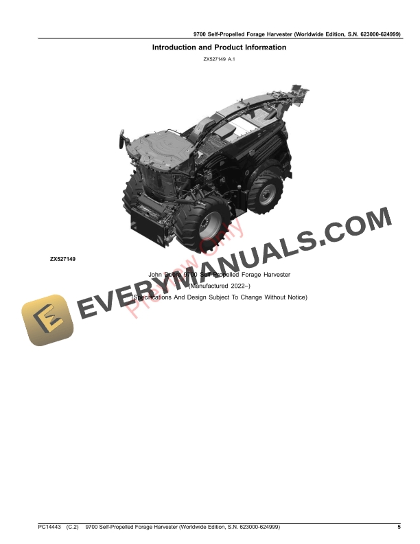 John Deere 9700 Self-Propelled Forage Harvester, (S.N. 623000 Parts Catalog PC14443 29JUN22-5