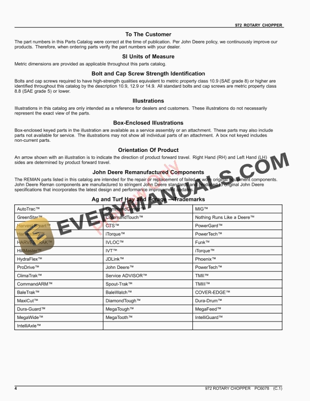 John Deere 972 ROTARY CHOPPER Parts Catalog PC6078 25MAY22-4