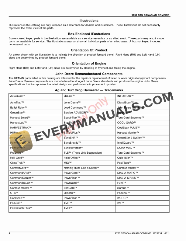 John Deere 9750STS CANADIAN COMBINE Parts Catalog PC9234 06OCT23-4