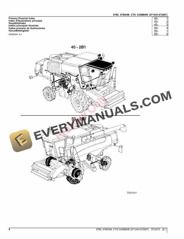 John Deere 9780, 9780HM, CTS COMBINE (071443-072697) Parts Catalog PC4373 10SEP26-4