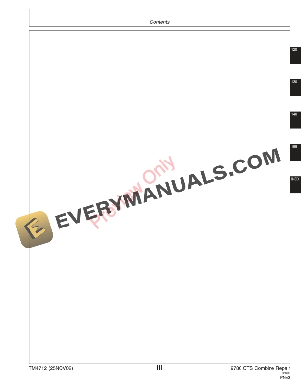 John Deere 9780 CTS Combines Technical Manual TM4712 25NOV02 5