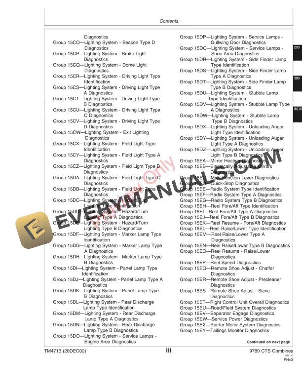 John Deere 9780 CTS Combines Technical Manual TM4713 20DEC02 5