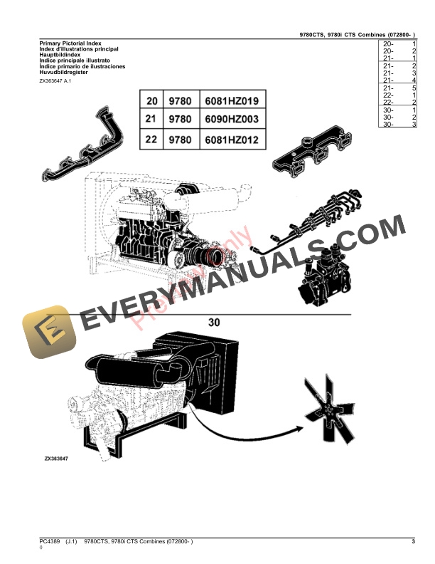 John Deere 9780CTS, 9780I CTS COMBINES (072800- ) Parts Catalog PC4389 26NOV23 4 John Deere 9780CTS, 9780I CTS COMBINES (072800- ) Parts Catalog PC4389 26NOV23-3