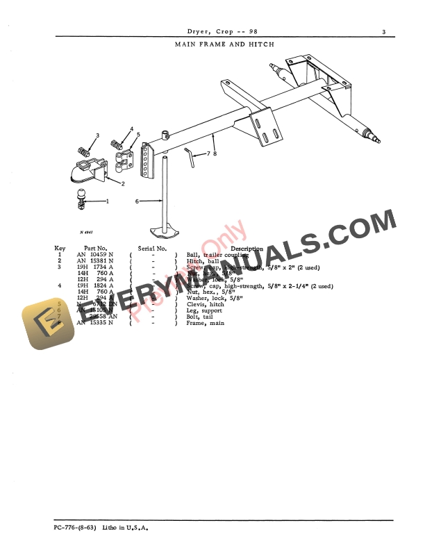 John Deere 98 Crop Dryer Parts Catalog PC776 01AUG63-5