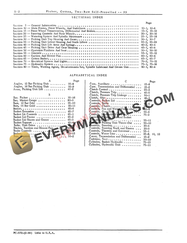 John Deere 99 Cotton Picker Parts Catalog PC572 01JUN65-4