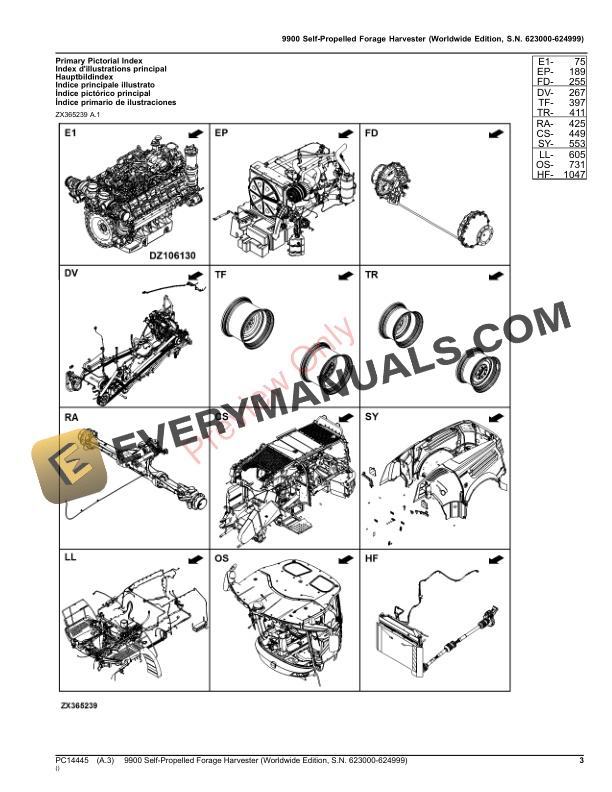 John Deere 9900 Self-Propelled Forage Harvester Parts Catalog PC14445 24AUG23-3