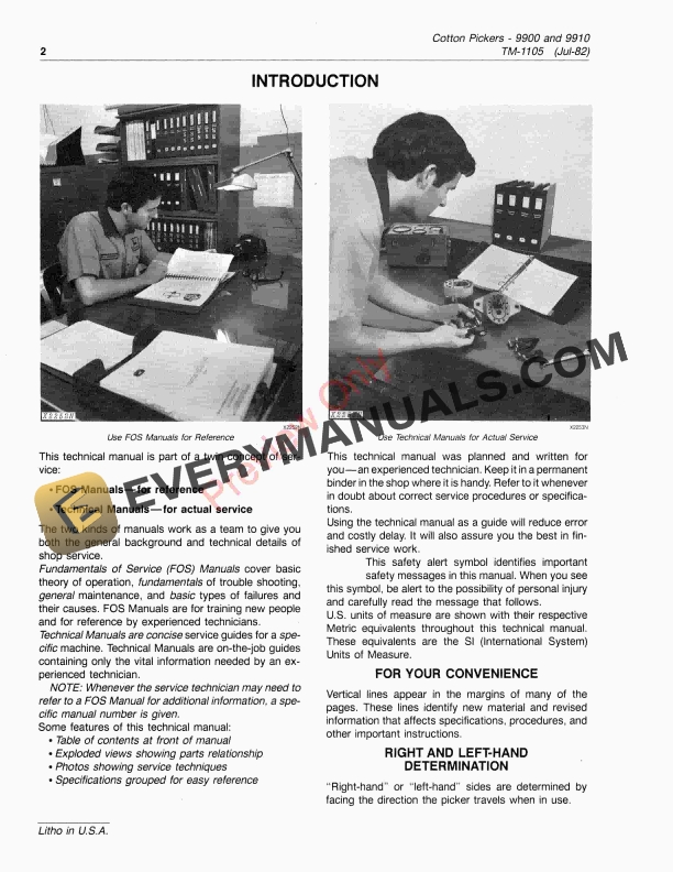 John Deere 9900 and 9910 Cotton Picker Technical Manual TM1105 01MAY83 4