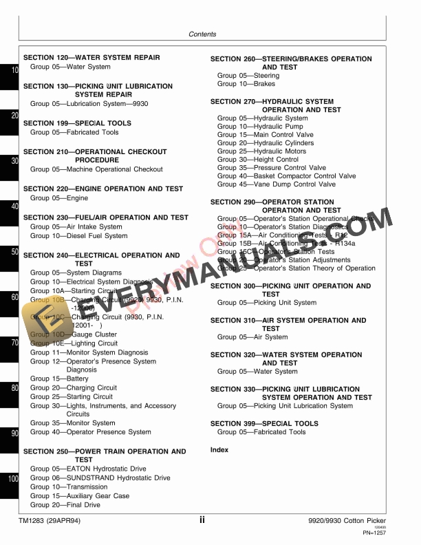 John Deere 9920 and 9930 Cotton Picker Technical Manual TM1283 29APR94 4