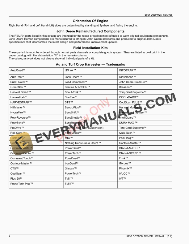 John Deere 9935 COTTON PICKER Parts Catalog PC2447 19SEP23-4