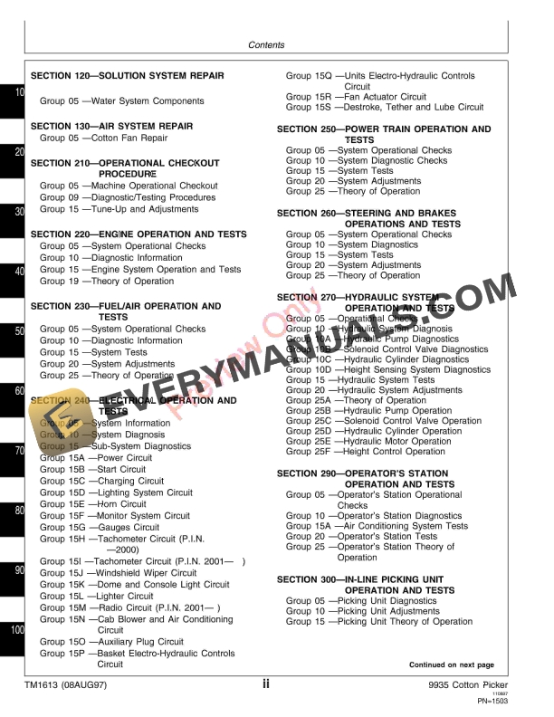 John Deere 9935 Cotton Picker Technical Manual TM1613 08AUG97 4