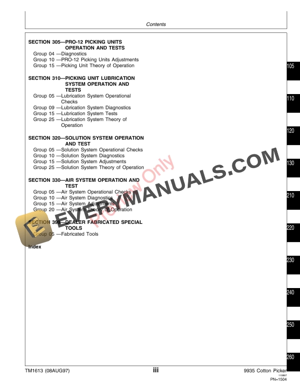 John Deere 9935 Cotton Picker Technical Manual TM1613 08AUG97 5