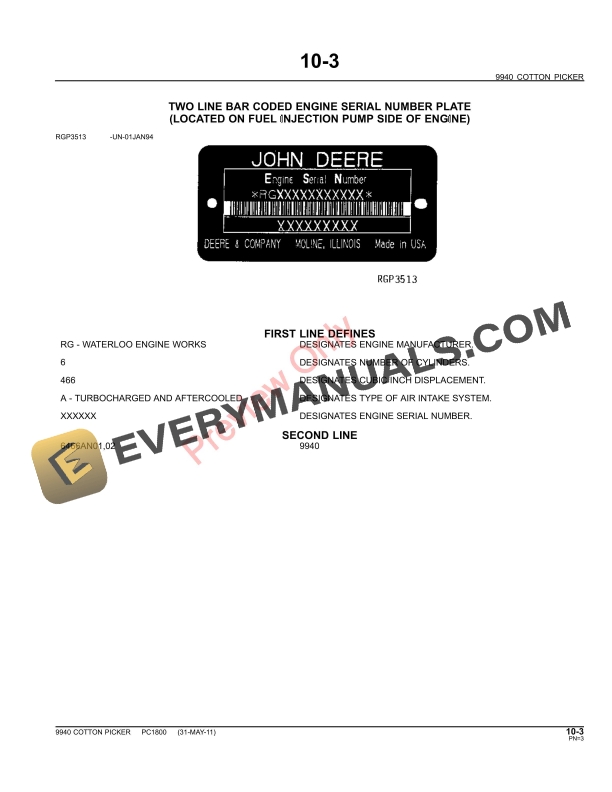 John Deere 9940 Cotton Picker Parts Catalog PC1800 31MAY11-5
