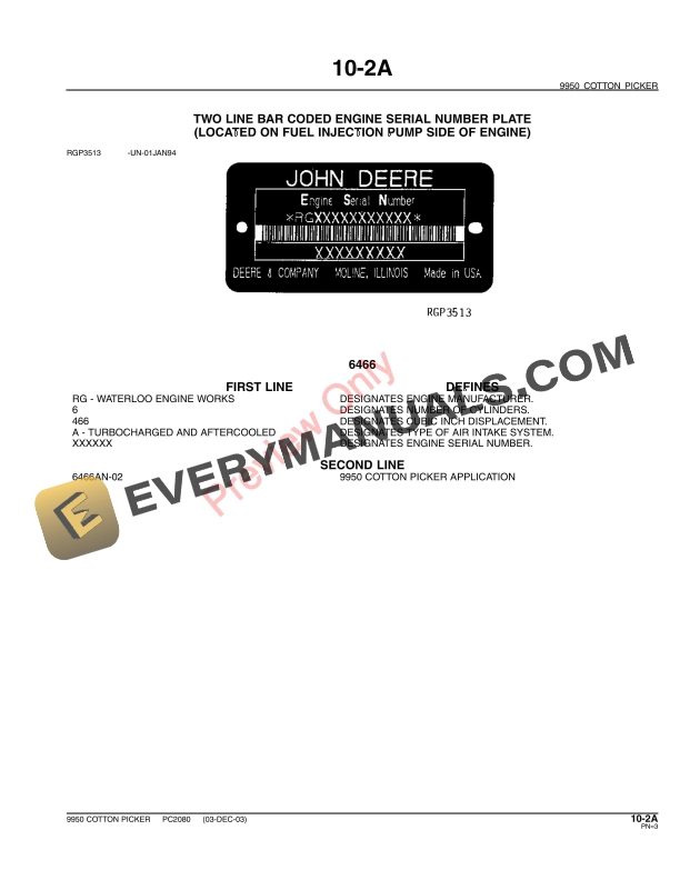 John Deere 9950 Cotton Picker Parts Catalog PC2080 31MAY11-5