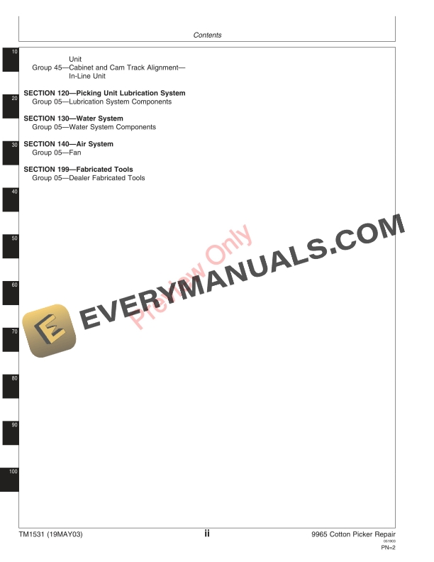John Deere 9965 Cotton Pickers Technical Manual TM1531 19MAY03 4