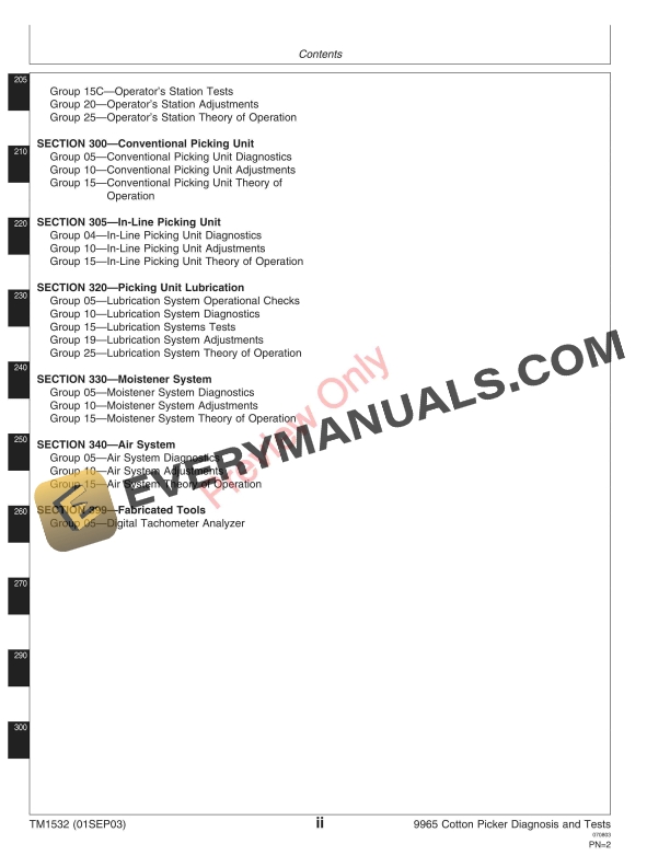 John Deere 9965 Cotton Pickers Technical Manual TM1532 01SEP03 4