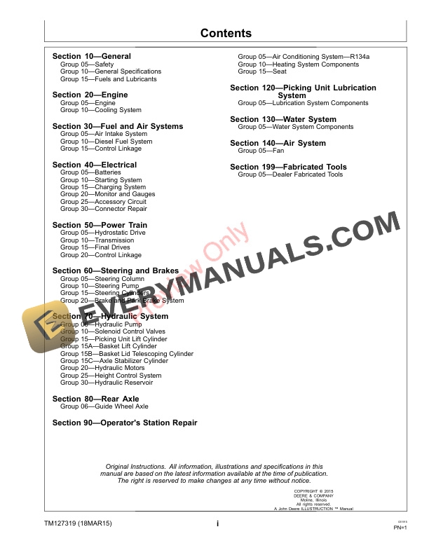 John Deere 9970 Cotton Pickers Service Information TM127319 19NOV15 3