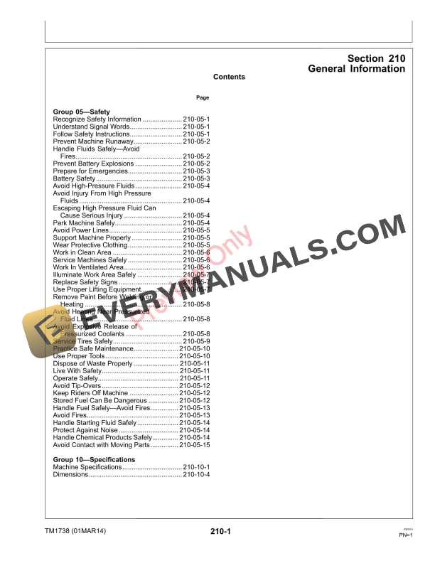 John Deere 9970 Cotton Pickers Service Information TM1738 01AUG16 5